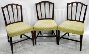 Set of six 19th century mahogany dining chairs each with broken arch triple lathe back,