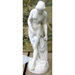 A plaster figure of a bathing nude female