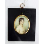 Sampson Towgood Roche (1759 - 1847) half length portrait miniature on ivory of a lady, oval, 6.