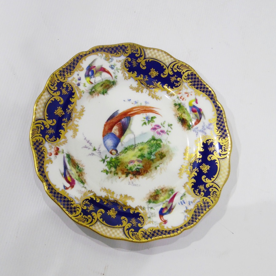 Royal Doulton cabinet plate decorated with exotic birds, signed 'E.
