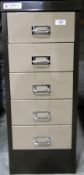 Small metal filing cabinet comprising five drawers