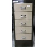 Small metal filing cabinet comprising five drawers