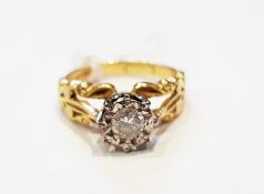 18ct gold solitaire diamond ring, the diamond in white gold illusion setting,