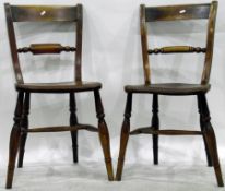 Pair of 19th century bar-back kitchen chairs with elm seats and two chairs with reeded seats (4)