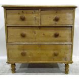 Victorian pine chest of drawers with moulded edge, two short and two long graduated drawers,