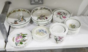 Three Portmeirion 'The Botanic Garden' pattern fruit and serving bowls, flan dish, various plates,