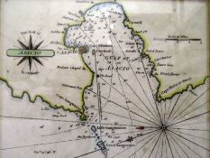 A 19th century map of "The Island of Zante", "Ajacio" and "Port Vecchio" a map of Derbyshire,