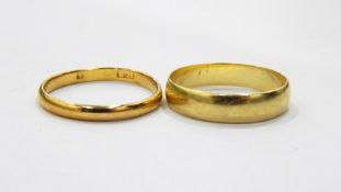 18ct gold wedding ring, 2.4g approx. and a second gold coloured wedding band, 1.9g approx.