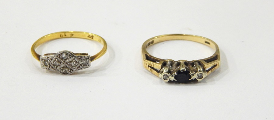 18ct gold and six-stone diamond ring,