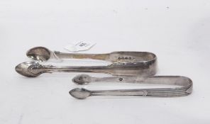 A pair of George IV silver fiddle and thread pattern sugar tongs,