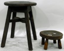 Elm stool with circular top,