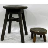 Elm stool with circular top,