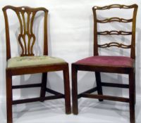 Set of three 19th century elm ladderback dining chairs and another with pierced splat (4)