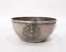 Burmese/Thai silver-coloured metal holy water bowl,