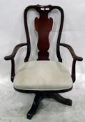 Mahogany swivel office elbow chair