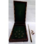 Stained wood folding table-top bar billiards with nine balls,
