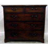 Georgian mahogany straight front chest of two short and three long graduated drawers,