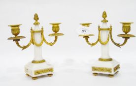 Pair of 19th century ormolu-mounted white marble candelabra,