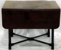 Victorian mahogany drop-leaf occasional table, on square chamfered legs united by cross-stretcher,