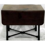 Victorian mahogany drop-leaf occasional table, on square chamfered legs united by cross-stretcher,