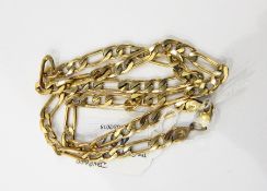 Gold-coloured chain link bracelet marked 14K, with metal repair, 39.