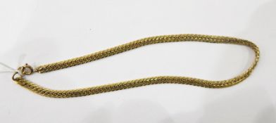 Gold coloured flat chain necklace (unmarked),