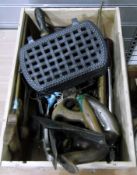 Quantity of vintage tools including planes, saws, screwdrivers, flat irons,
