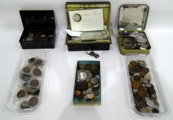 Large quantity of loose coins and notes, two petty cash tins,