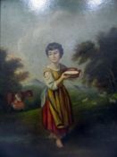 Unattributed (19th century) Oil on board Young girl with a bowl of milk,