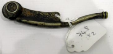 Metal bosun's whistle with scroll engraved decoration