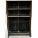 Old open bookcase of three adjustable shelves,