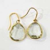 Pair gold-coloured metal and blue stone drop earrings