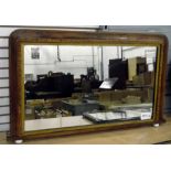 A mid 19th century mantel mirror, with inlaid border,