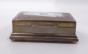 Modern Thai silver-coloured cigarette box, rectangular with hinged lid,