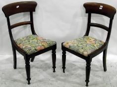Pair of mahogany dining chairs with flat backs,