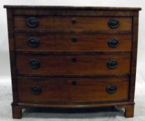 Late Georgian mahogany bowfront chest of four graduated long drawers,