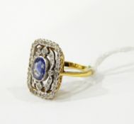 18ct gold Edwardian style diamond & sapphire dress ring,