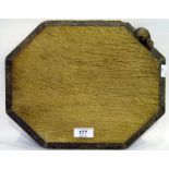 Robert 'Mouseman' Thompson oak bread board, elongated octagonal,