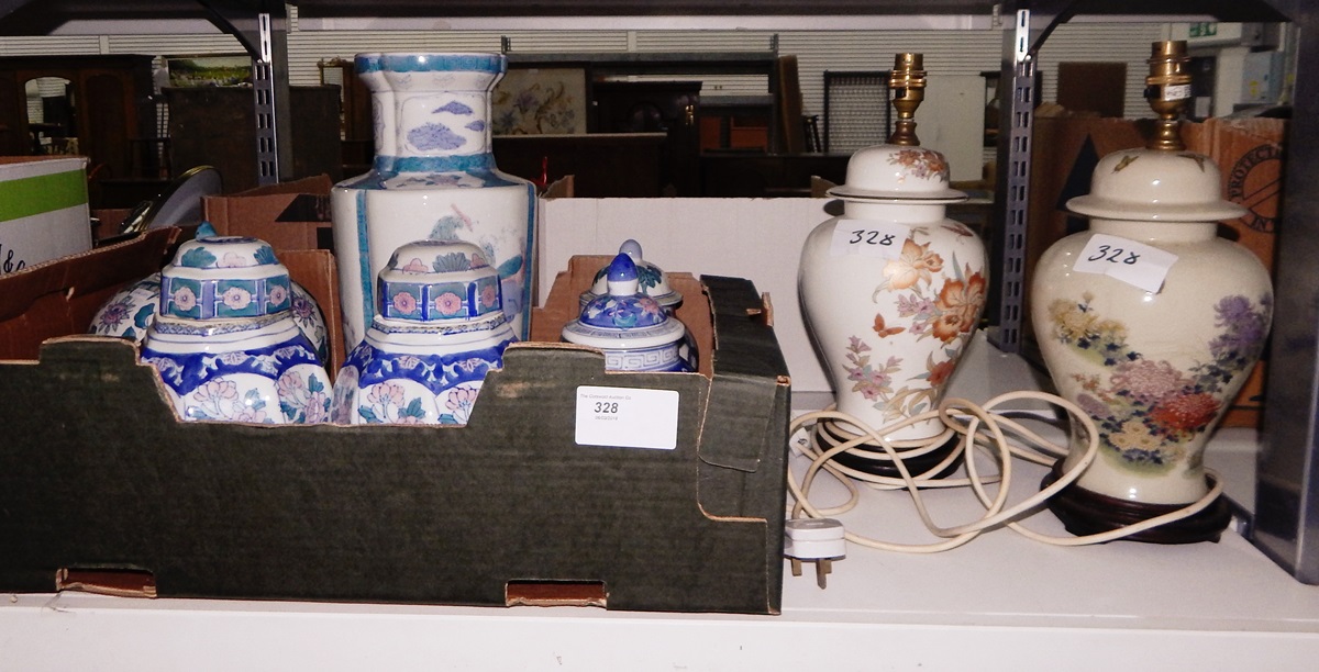 Various oriental style ceramic ginger jars,