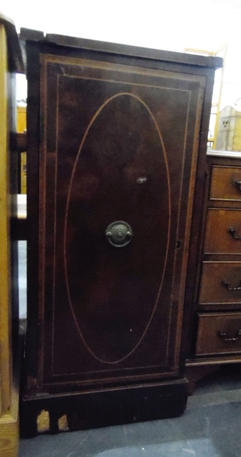 Late 18th/early 19th century mahogany pedestal of plain square form with strung decoration,