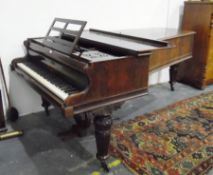 Baby grand piano by John Broadwood & Sons, London, in rosewood case,