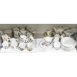 Portmeirion 'The Botanic Garden' pattern large cups, saucers, smaller cups, saucers, eight ramekins,