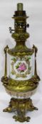 Continental ormolu-mounted porcelain lamp with fittings, by Bright Late Arcand & Co, Bruton Street,