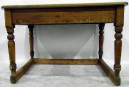 Victorian rectangular scrubbed top pine kitchen table with rounded corners, frieze drawer,