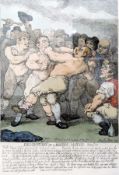 After Rowlandson (19th century) Handcoloured engraving Boxing match