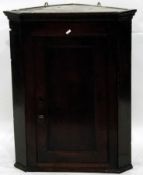 19th century oak corner cupboard, the panel door enclosing shaped shelves, of good colour,