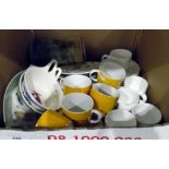 Royal Doulton part tea service, yellow cups with white interiors,