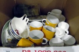Royal Doulton part tea service, yellow cups with white interiors,