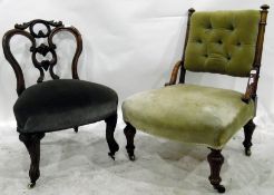 Edwardian bedroom chair with buttoned back and upholstered seat,