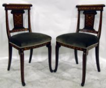 Set of three 19th century marquetry bar back dining chairs,